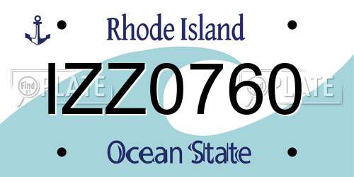 IZZ0760 Rhode Island License Plate