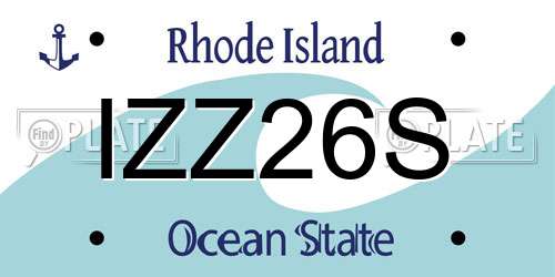 IZZ26S Rhode Island License Plate