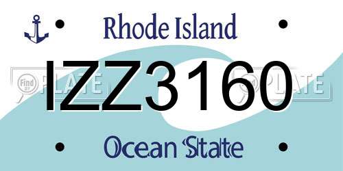 IZZ3160 Rhode Island License Plate