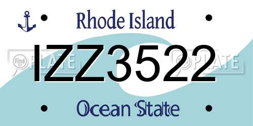 IZZ3522 Rhode Island License Plate