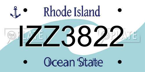 IZZ3822 Rhode Island License Plate