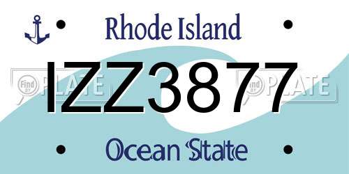 IZZ3877 Rhode Island License Plate