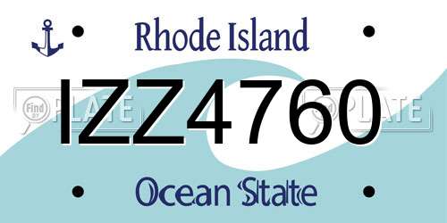 IZZ4760 Rhode Island License Plate