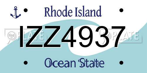 IZZ4937 Rhode Island License Plate