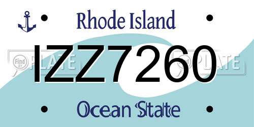 IZZ7260 Rhode Island License Plate