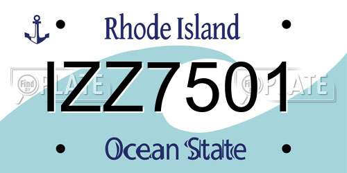 IZZ7501 Rhode Island License Plate