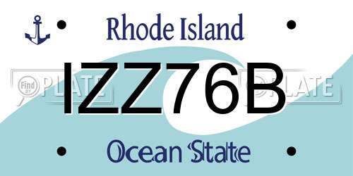 IZZ76B Rhode Island License Plate