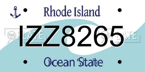 IZZ8265 Rhode Island License Plate