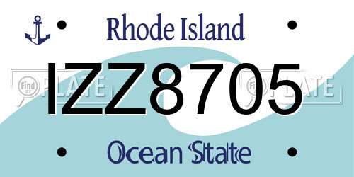 IZZ8705 Rhode Island License Plate