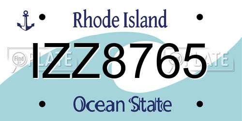 IZZ8765 Rhode Island License Plate