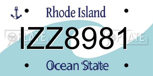 IZZ8981 Rhode Island License Plate