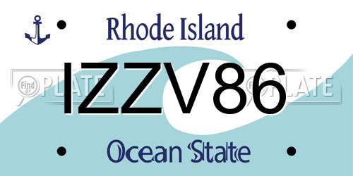 IZZV86 Rhode Island License Plate