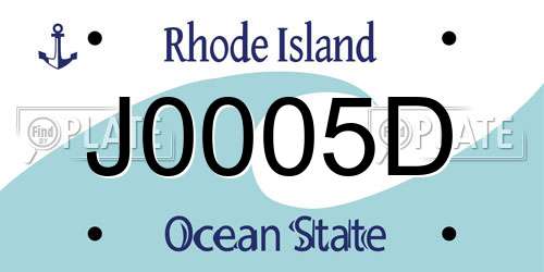 J0005D Rhode Island License Plate