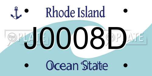 J0008D Rhode Island License Plate
