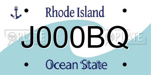 J000BQ Rhode Island License Plate