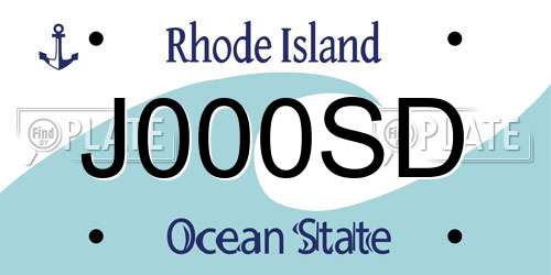 J000SD Rhode Island License Plate