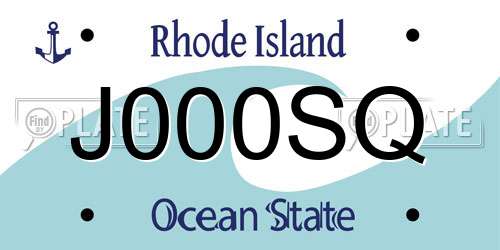 J000SQ Rhode Island License Plate