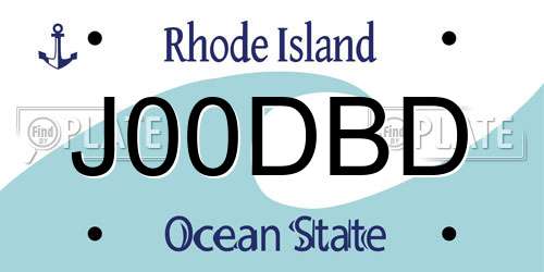 J00DBD Rhode Island License Plate