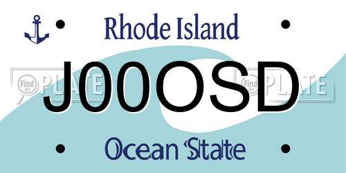J00OSD Rhode Island License Plate