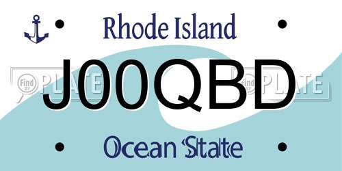 J00QBD Rhode Island License Plate