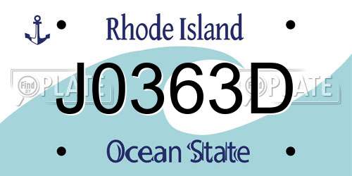 J0363D Rhode Island License Plate