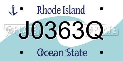 J0363Q Rhode Island License Plate