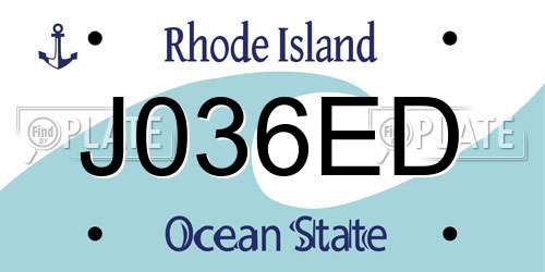 J036ED Rhode Island License Plate