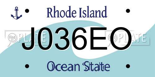 J036EO Rhode Island License Plate