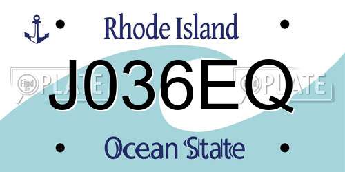 J036EQ Rhode Island License Plate