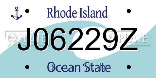 J06229Z Rhode Island License Plate