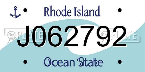 J062792 Rhode Island License Plate