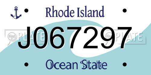 J067297 Rhode Island License Plate