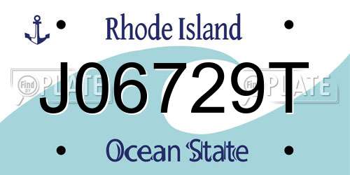 J06729T Rhode Island License Plate