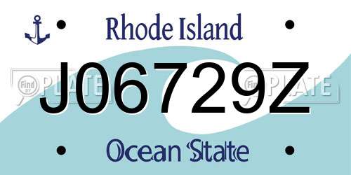 J06729Z Rhode Island License Plate