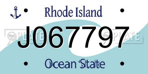J067797 Rhode Island License Plate