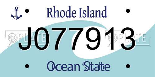 J077913 Rhode Island License Plate