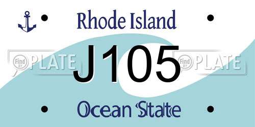J105 Rhode Island License Plate
