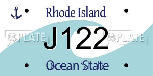 J122 Rhode Island License Plate