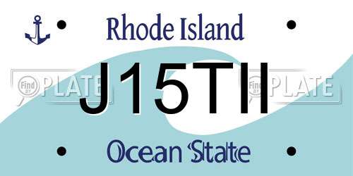 J15TII Rhode Island License Plate