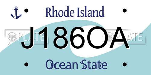 J186OA Rhode Island License Plate