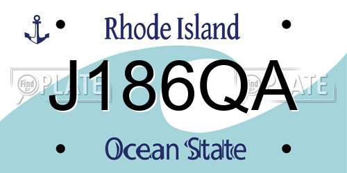J186QA Rhode Island License Plate