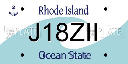 J18ZII Rhode Island License Plate