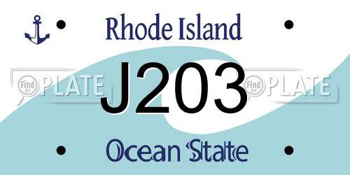 J203 Rhode Island License Plate