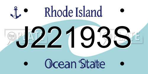 J22193S Rhode Island License Plate