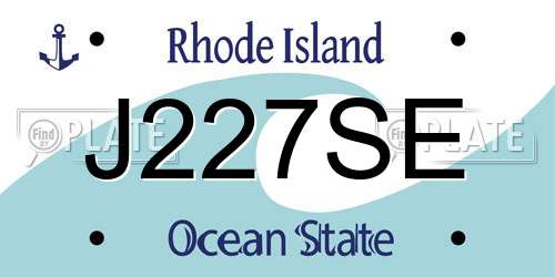 J227SE Rhode Island License Plate