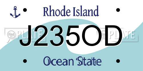 J235OD Rhode Island License Plate