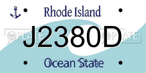 J2380D Rhode Island License Plate
