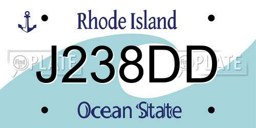 J238DD Rhode Island License Plate