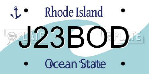 J23BOD Rhode Island License Plate