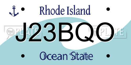 J23BQO Rhode Island License Plate